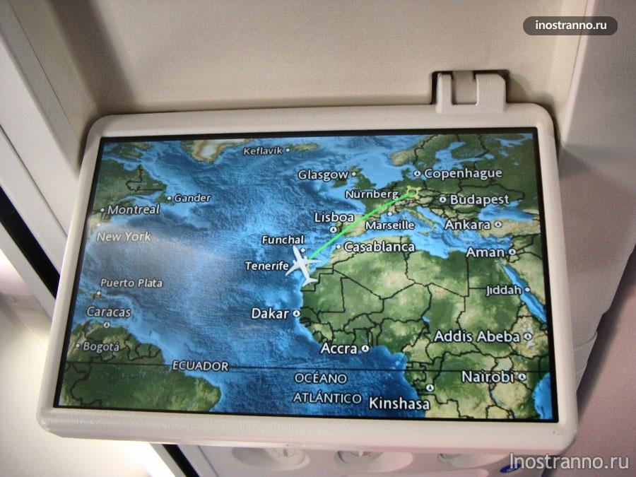 карта Европы в самолете