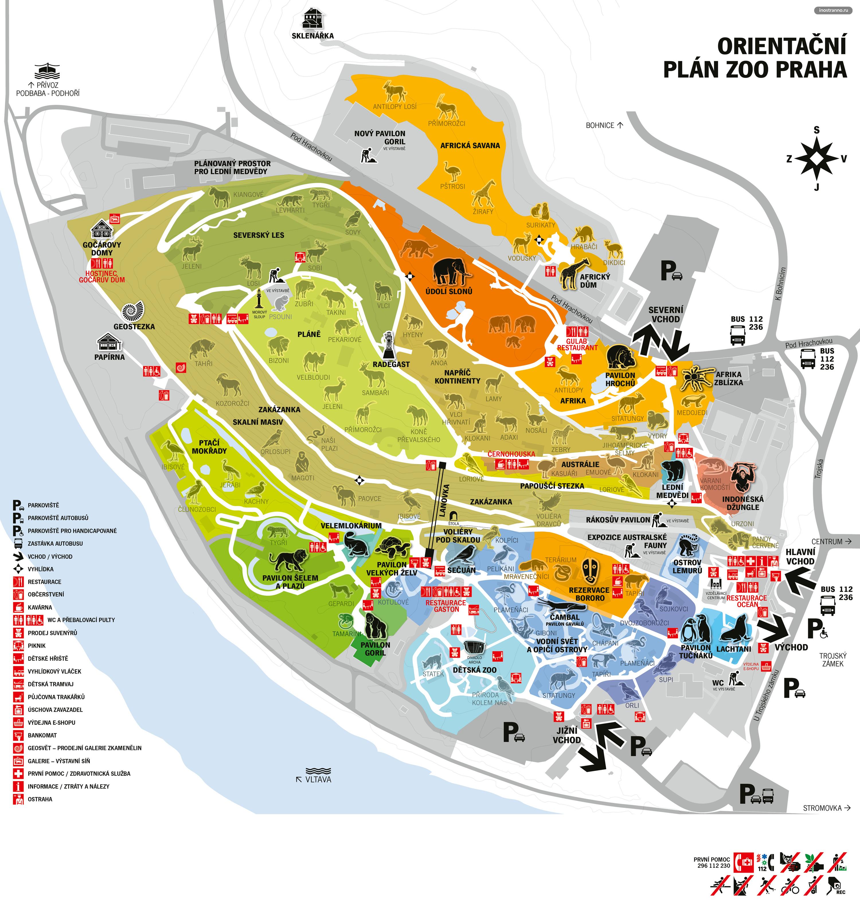 Карта зоопарка Праги