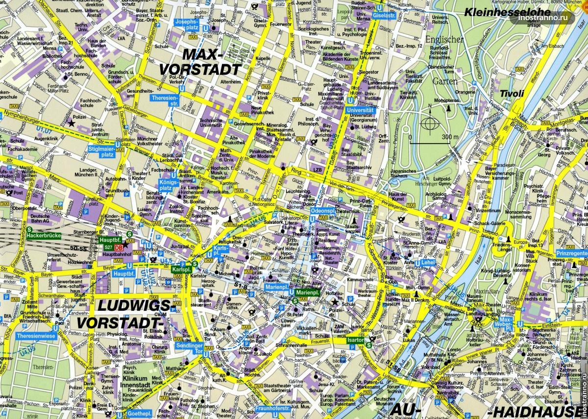 Мюнхен, карта города с достопримечательностями