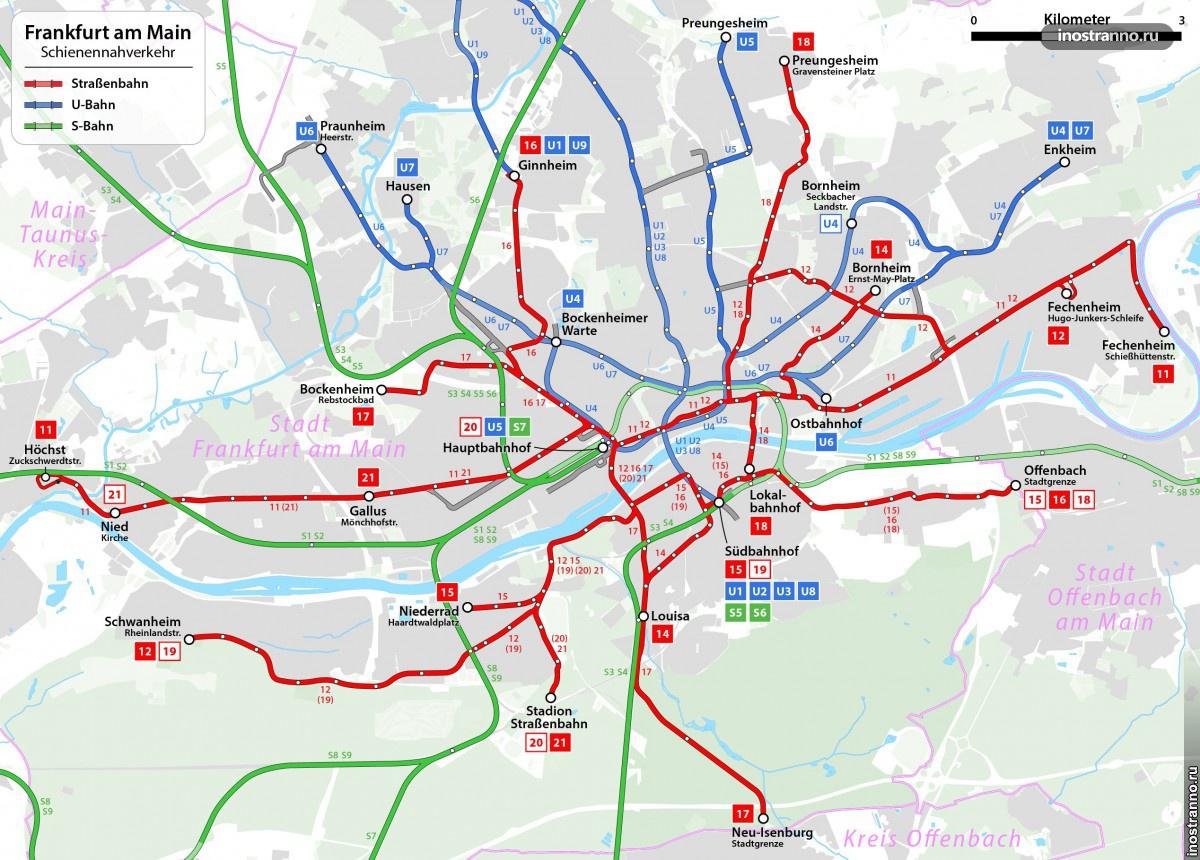 Трамвай Франкфурта - Карта