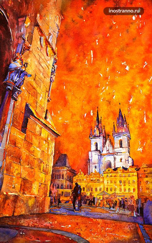 Картина Староместская площадь в Праге