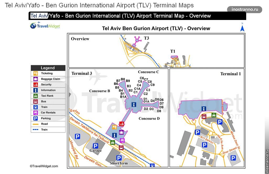 Карта аэропорта Тель-Авива