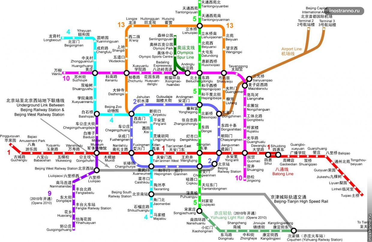 Схема метро в Пекине