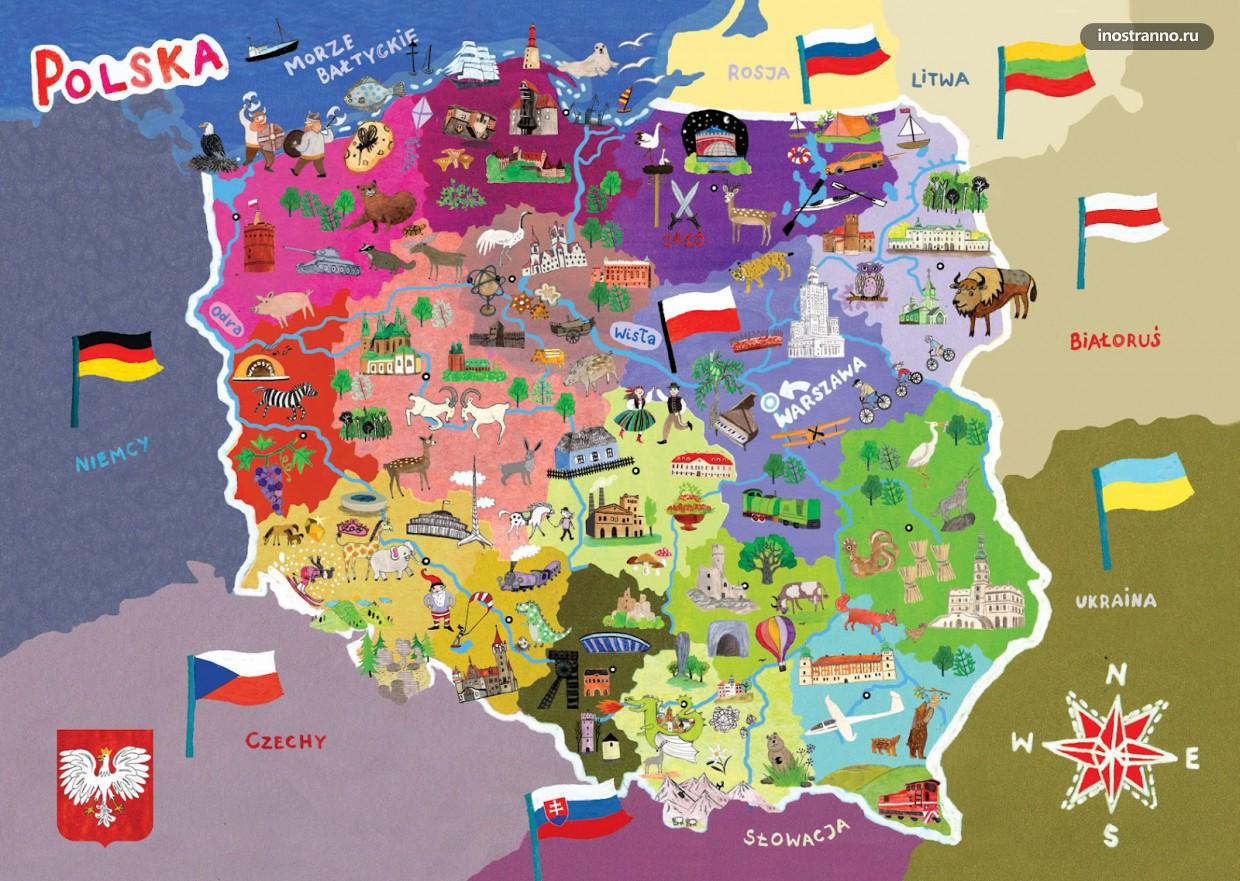 Польша карта достопримечательностей