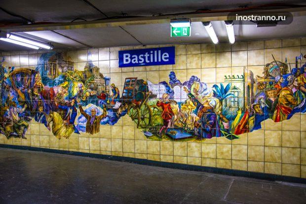 Оформление станции Бастилия метро Парижа