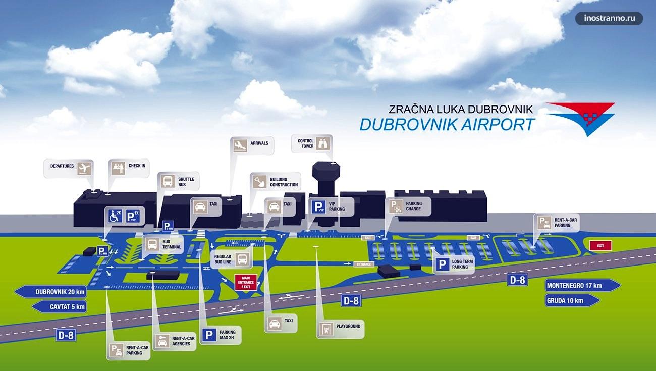 Карта аэропорта Дубровника