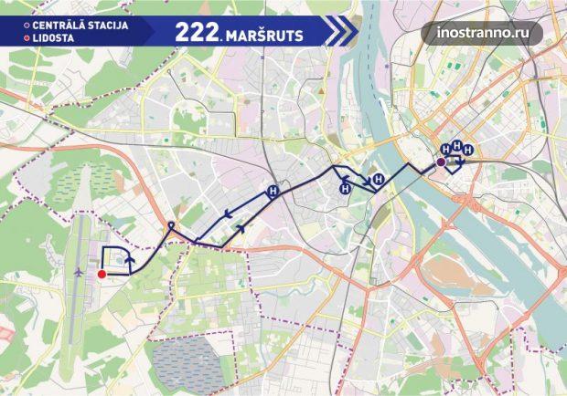 Карта маршрутки 222 из аэропорта Риги