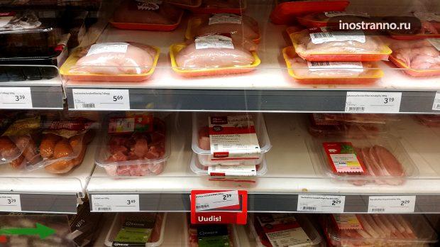 Мясо в супермаркете в Эстонии