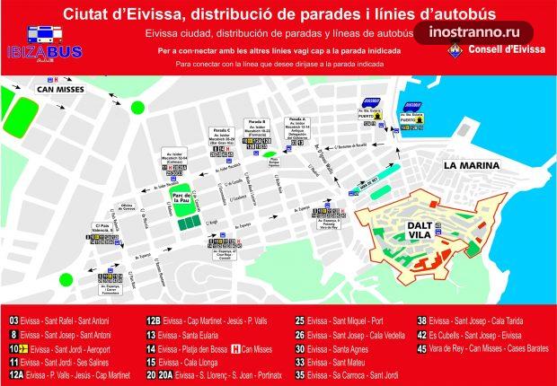 Ибица столица карта автобусных остановок