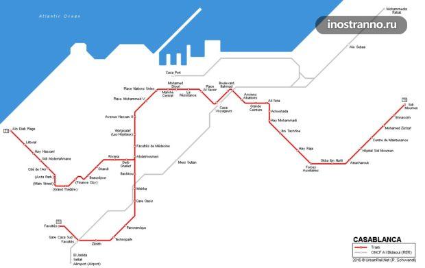 Касабланка трамвай карта маршрутов