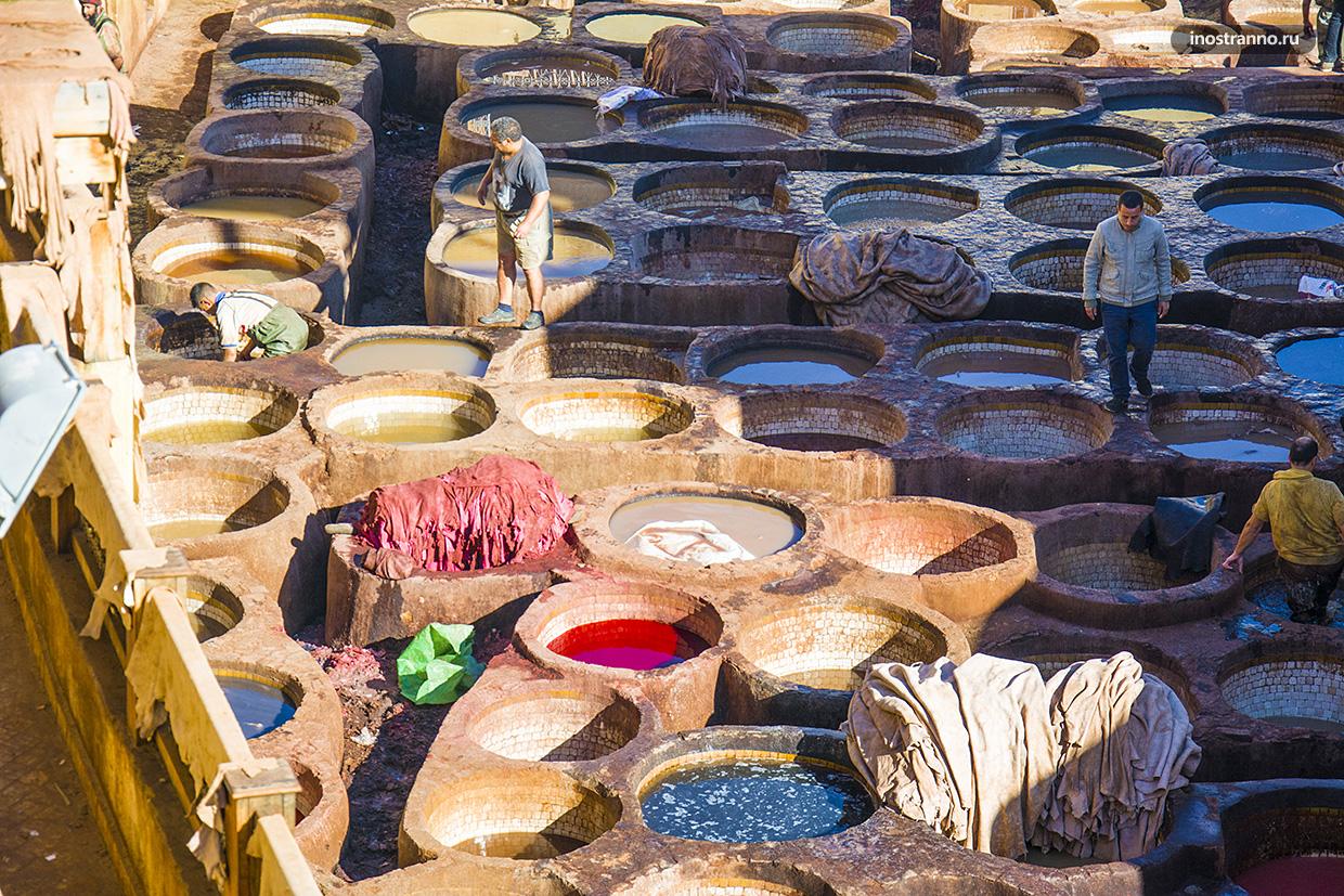 Традиционные кожевенные красильни в городе Фес