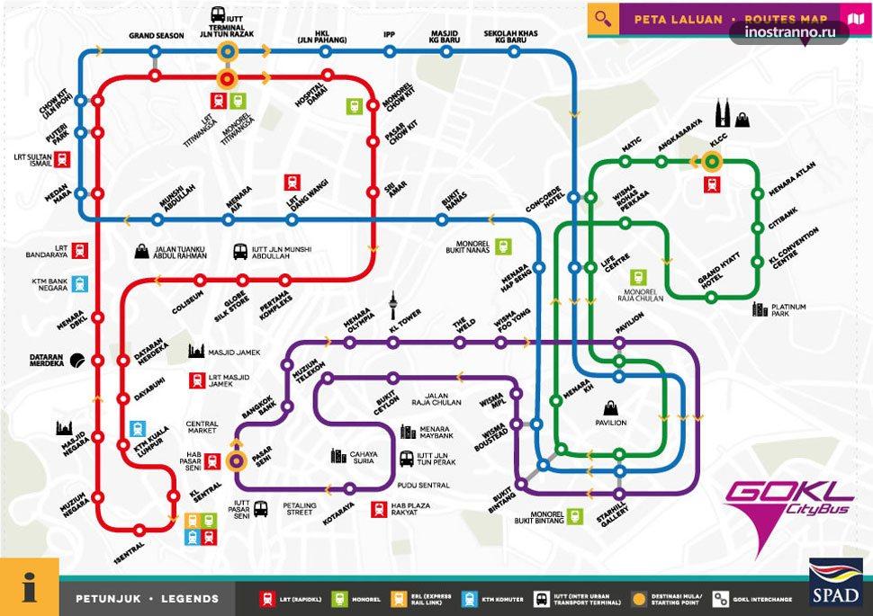 Карта автобусов GO KL City Bus Куала-Лумпур