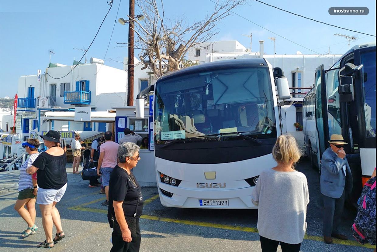 Миконос автобус и общественный транспорт