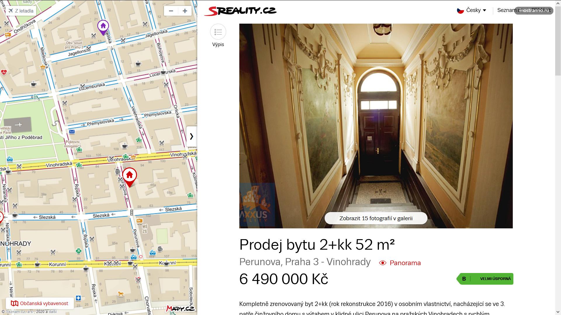 Двухкомнатная квартира в районе Вингорады в Праге