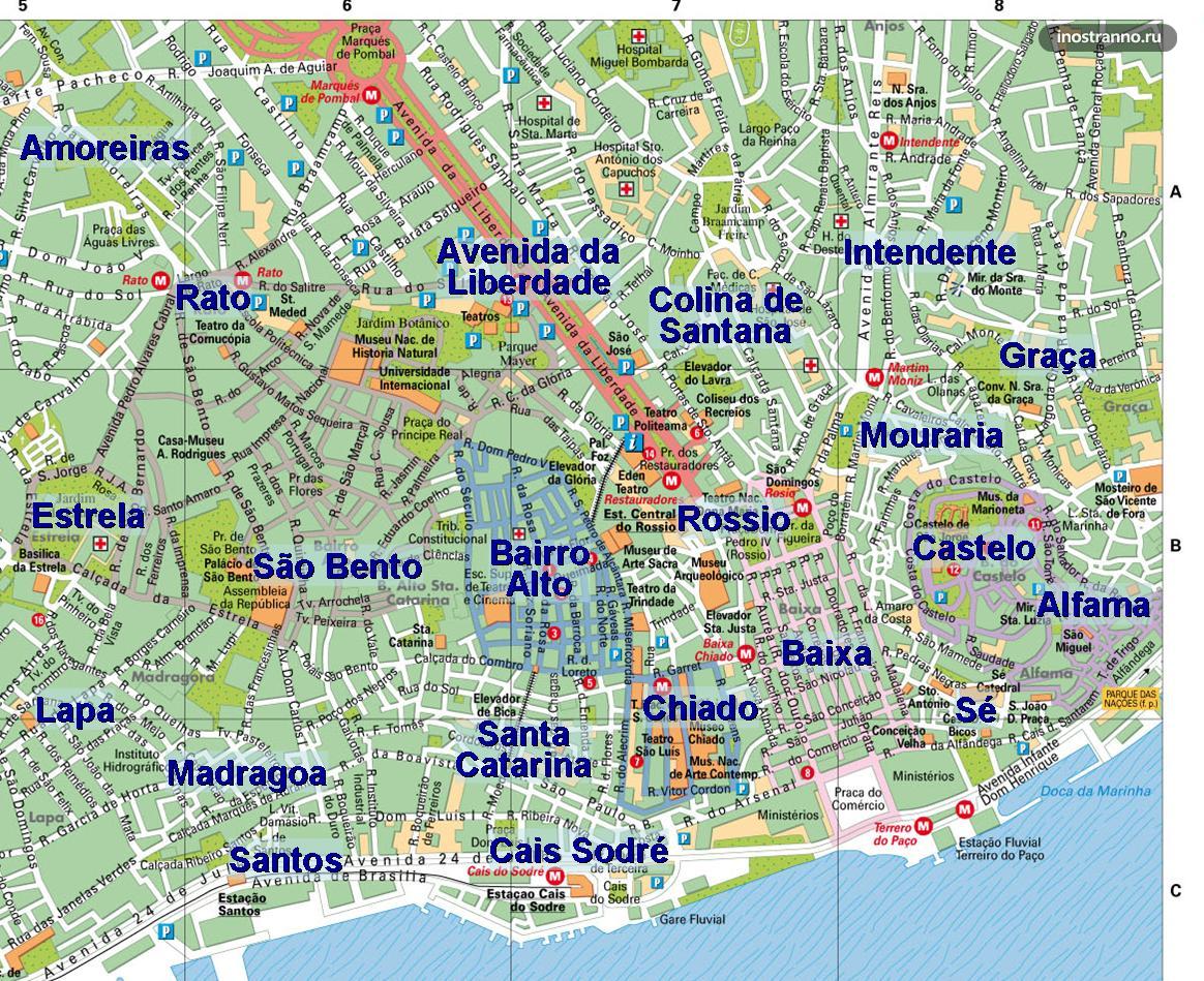 Карта районов Лиссабона