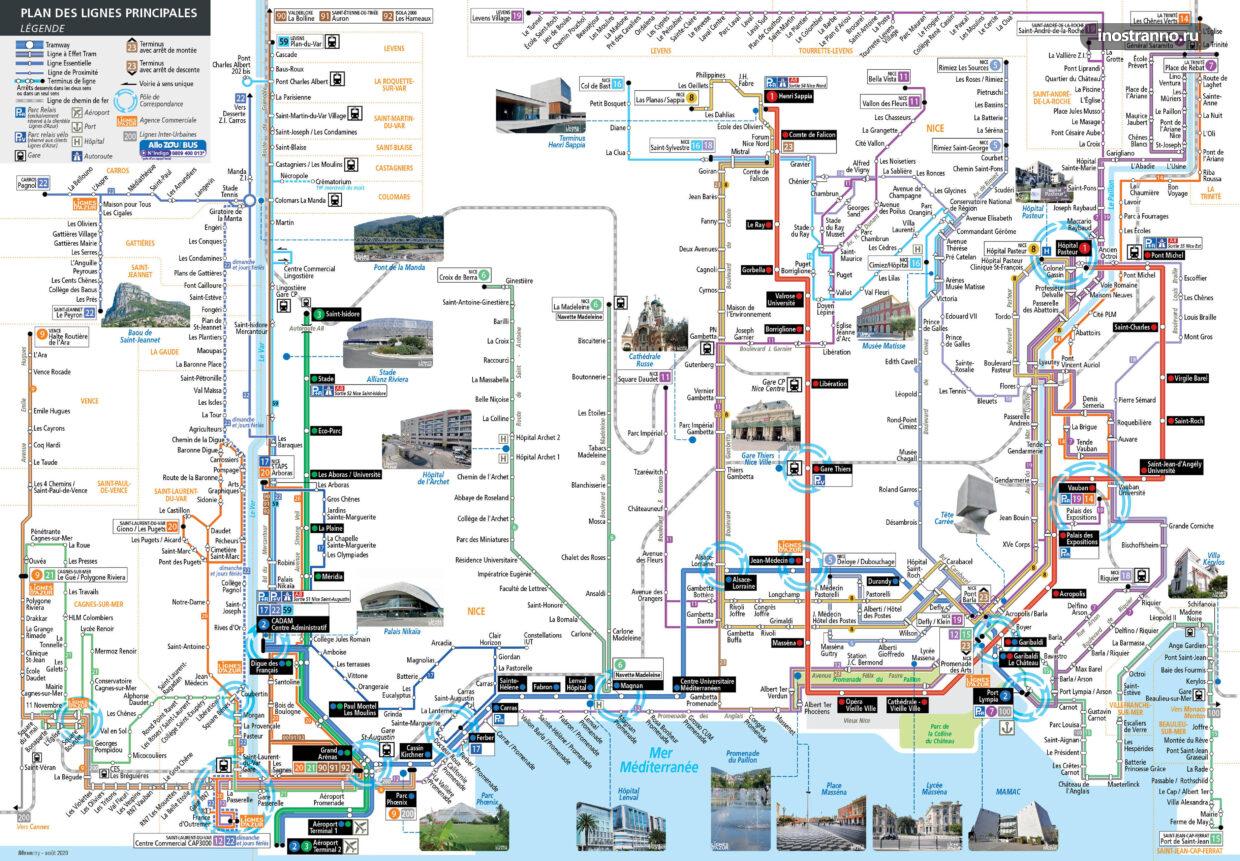 Карта и схема трамваев Ниццы