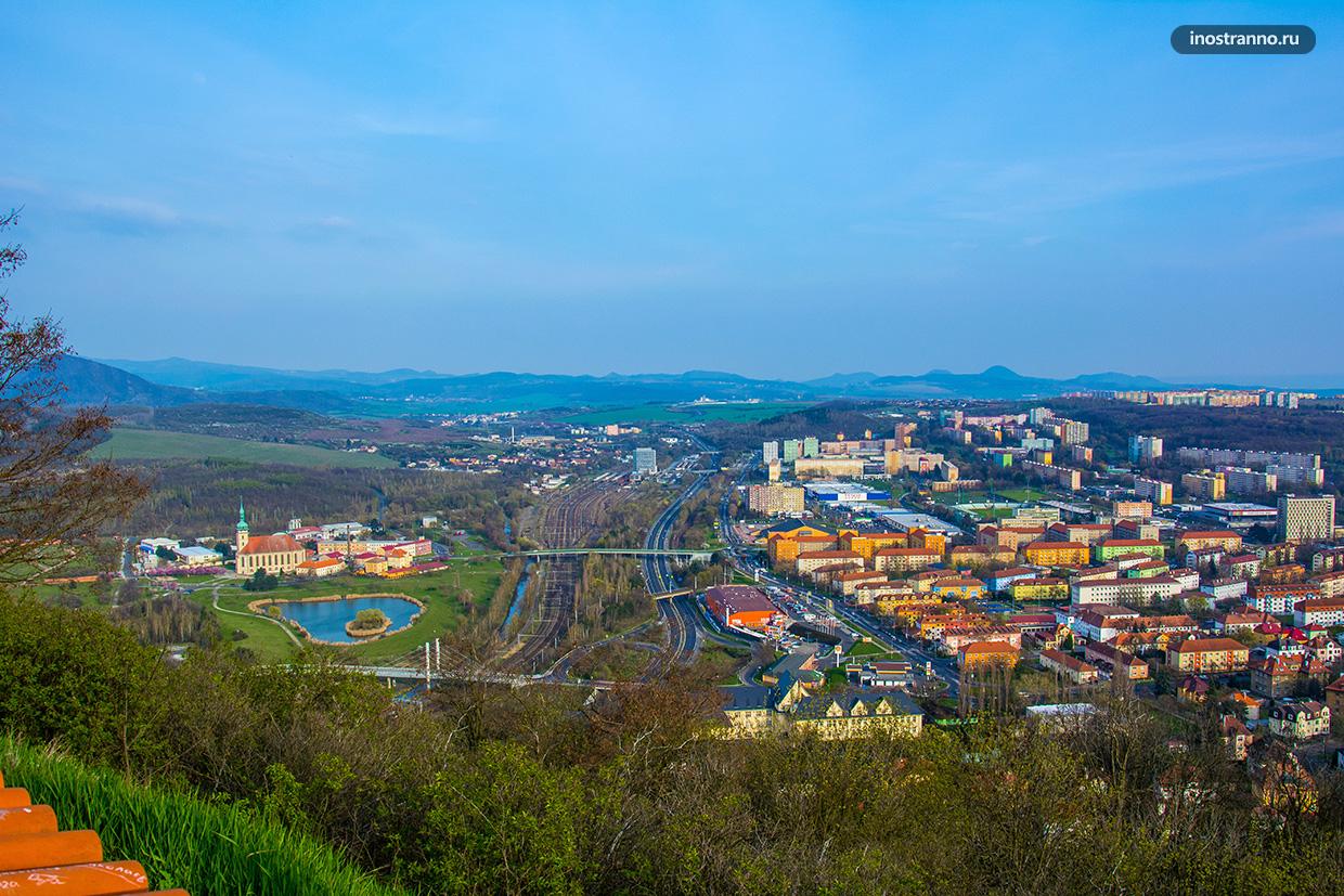 Панорама города Мост в Чехии со смотровой